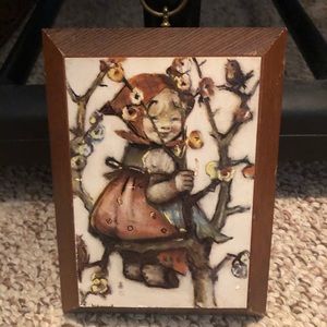 Vtg. 70s “Girl In Tree” Hummel wooden wall hanging